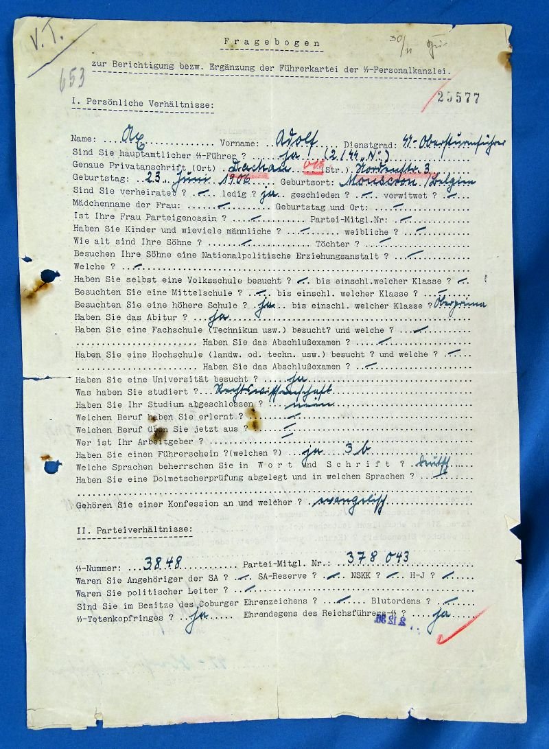 Three Documents Signed by Waffen SS Oberfuhrer and Knight's Cross Recipient Adolf Ax — image 3