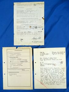 Three Documents Signed by Waffen SS Oberfuhrer and Knight's Cross …