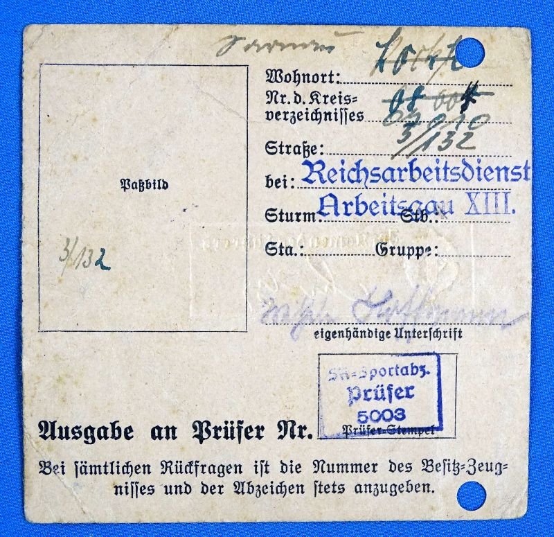 1936 Besitz-Zegunis for the SA Sports Badge in Bronze — image 2