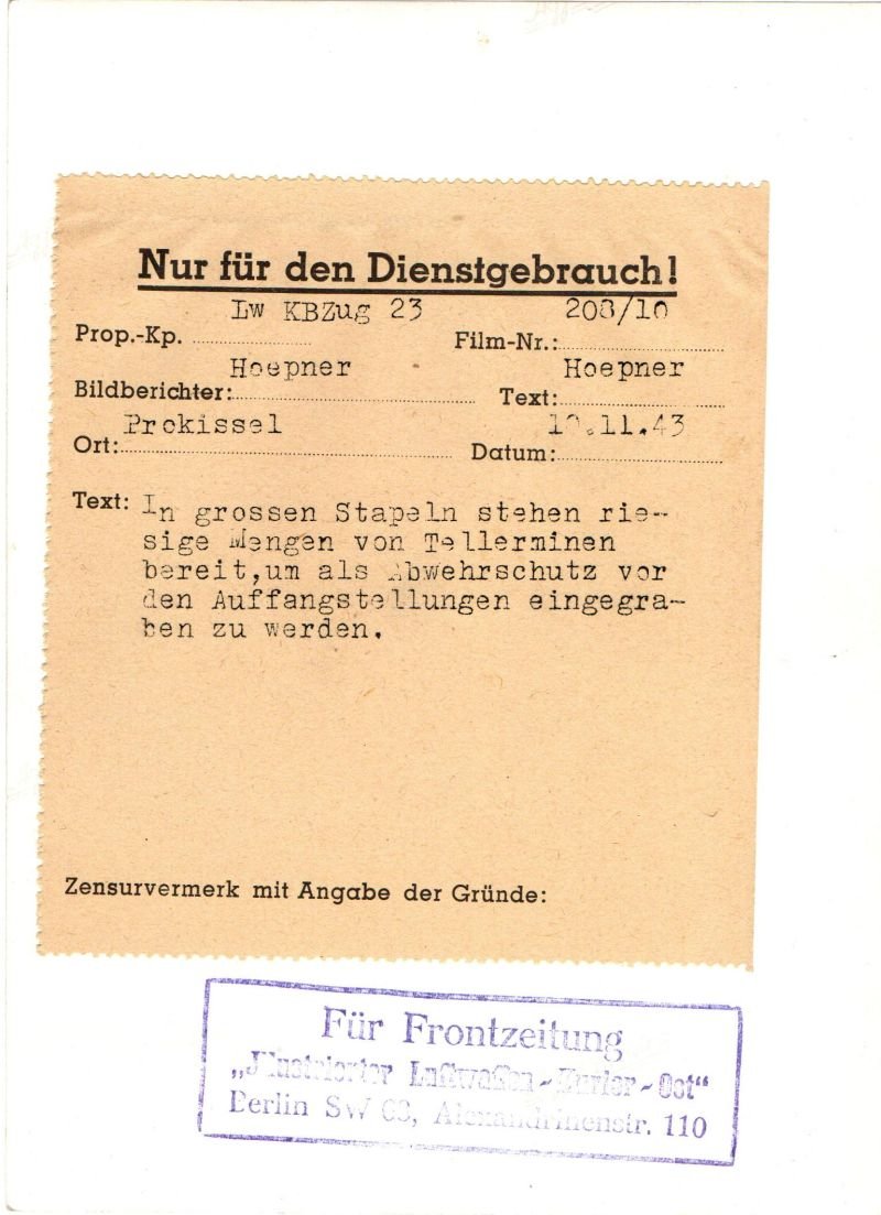 Photograph of German Mines at Prokissel Belarus, Nov 10, 1943 – 5-1/4″ X 7 — image 2