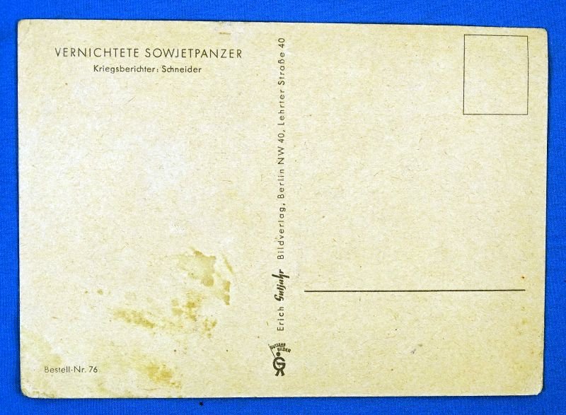 German War Art Postcard: 'Destroyed Soviet Tanks' — image 2