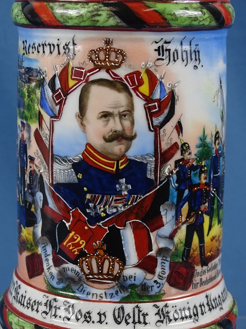 Named Imperial German 122nd (4th Württemberg) Fusiliers 'Emperor Francis Joseph of Austria, King of Hungary' Reservist Stein — image 3