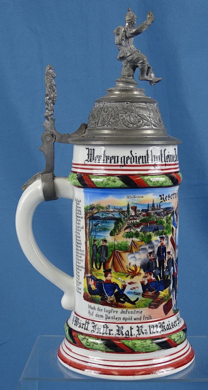 Named Imperial German 122nd (4th Württemberg) Fusiliers 'Emperor Francis Joseph of Austria, King of Hungary' Reservist Stein — image 4
