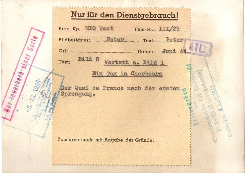 Photograph of Bomb Damage in Cherbourg – June, 1944 – 5-1/4″ X 7″ — image 2