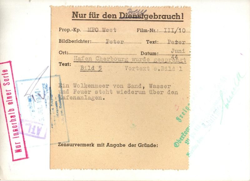 Photograph Blowing Up The Port Of Cherbourg – June, 1944 – 5-1/4″ X 7″ — image 2