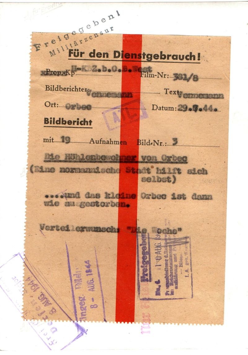 Photograph of Normandy City Orbec – July 29, 1944 – 5-1/4″ X 7″ — image 2