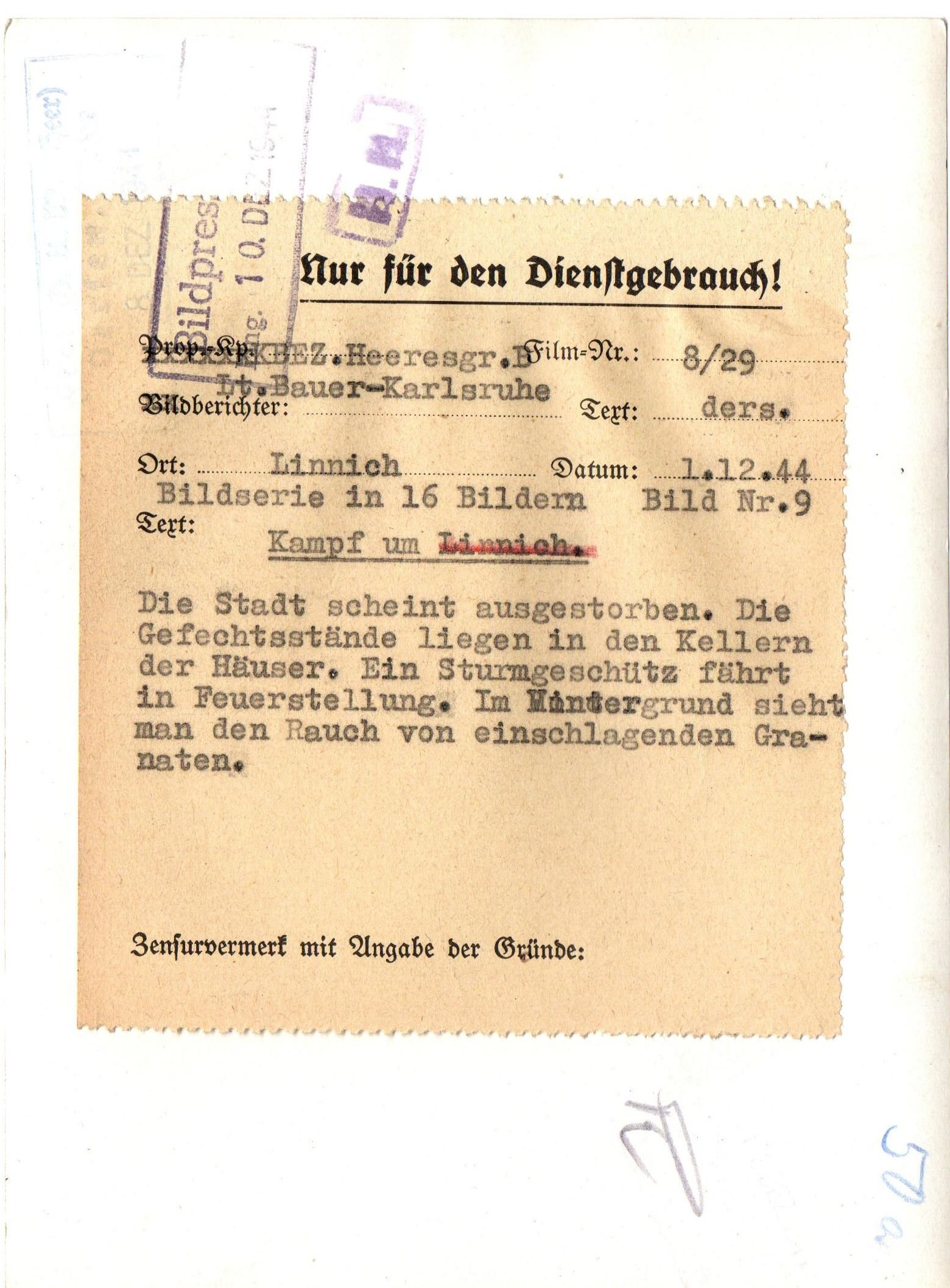 German Photograph of French Soldier June 13, 1944 – 5-1/4″ X 7″ — image 2