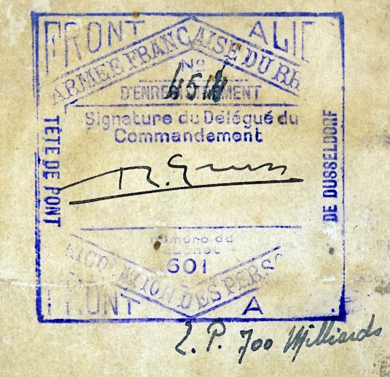 Post WWI German Husband and Wife Identification Cards with a French Military Stamp. — image 5