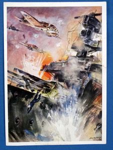 German Propaganda Postcard: 'Attack on Enemy Warship'