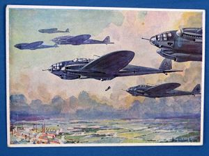 German Propaganda Postcard: 'Heavy Bombers Attack Industry'