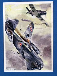 German Propaganda Postcard: 'Fighters Attack an Enemy Bomber'