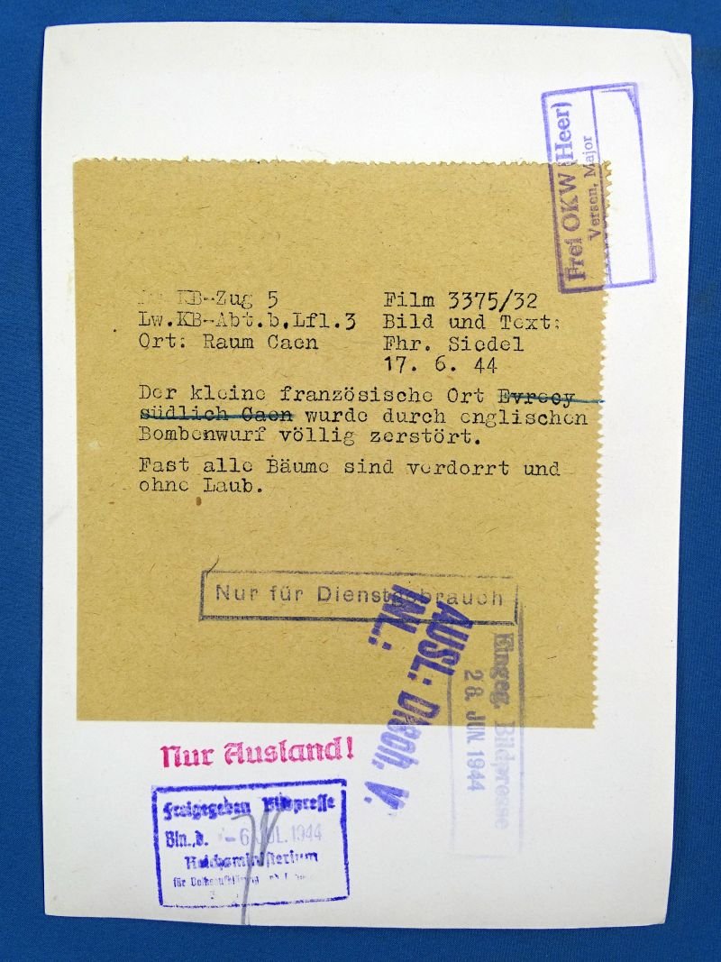 June 1944 Official 5″ X 7″ German Photograph: The Bomb Destruction of Caen — image 2