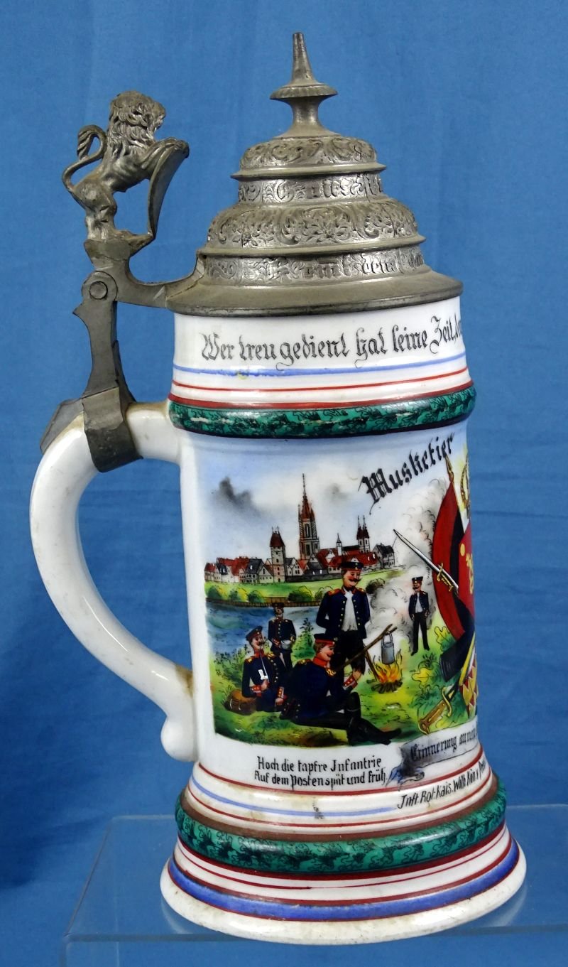 Named Imperial German 120th (2nd Württemberg) Infantry Regiment 'Kaiser William, King of Prussia' Reservist Stein — image 4