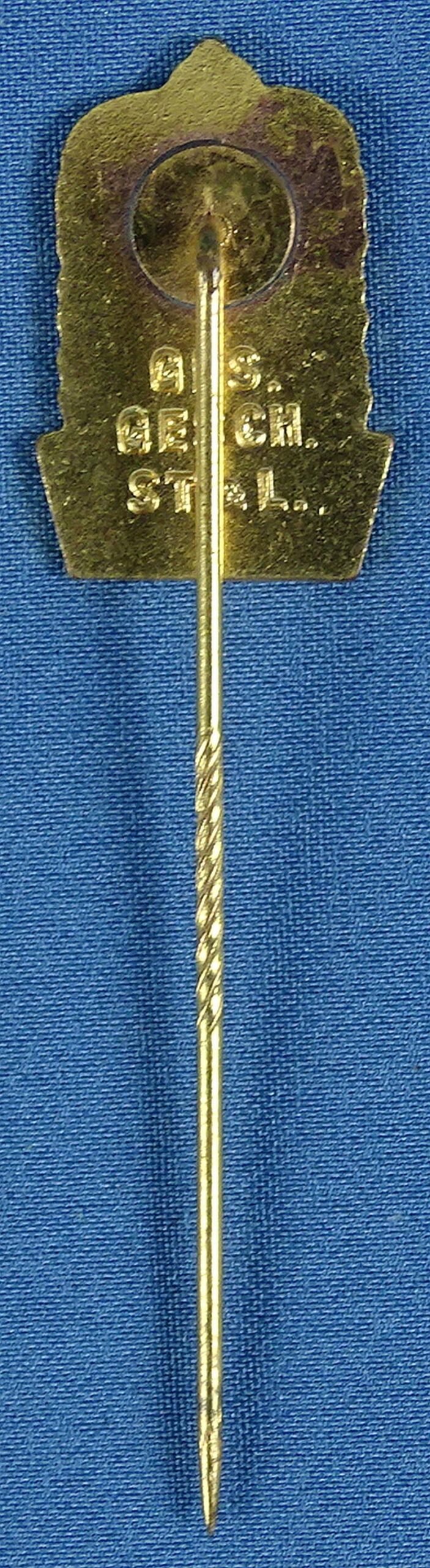 Deutscher Schutzenbund German Shooting Association Luftgewehr (Airgun) Gold Shooting Award Stickpin by Steinhauer & Luck — image 2