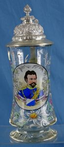 Imperial German Glass Stein with King Ludwig II of Bavaria