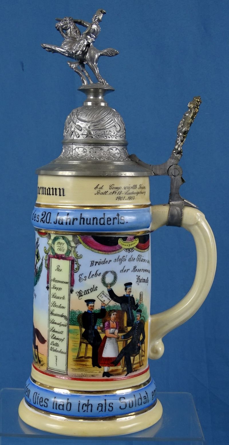 Imperial German 13th Wurttemberg Train Battalion Reservist Stein — image 3