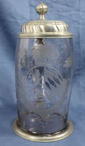 Late 1700s Blown Glass Stein With Wheel-engraved Bavarian coat-of-arms