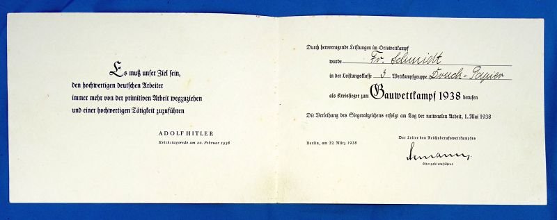 A Pair of Hitler Youth Trade Competition Participation Documents to One Young Man — image 3