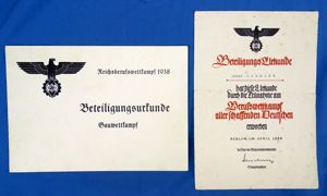 A Pair of Hitler Youth Trade Competition Participation Documents to …