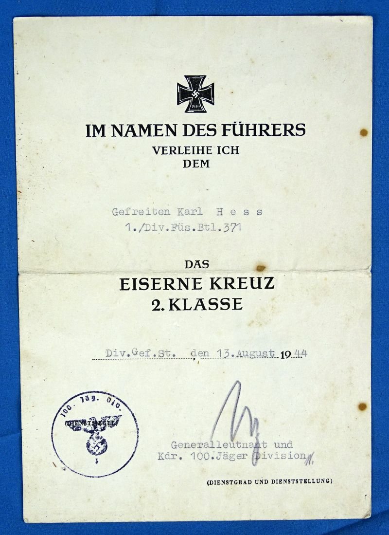 Third Reich Anti Partisan Badge Award Document and Civil Tax Inspector Appointment Group of One Man — image 5