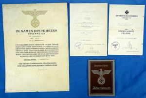 Third Reich Anti Partisan Badge Award Document and Civil Tax …