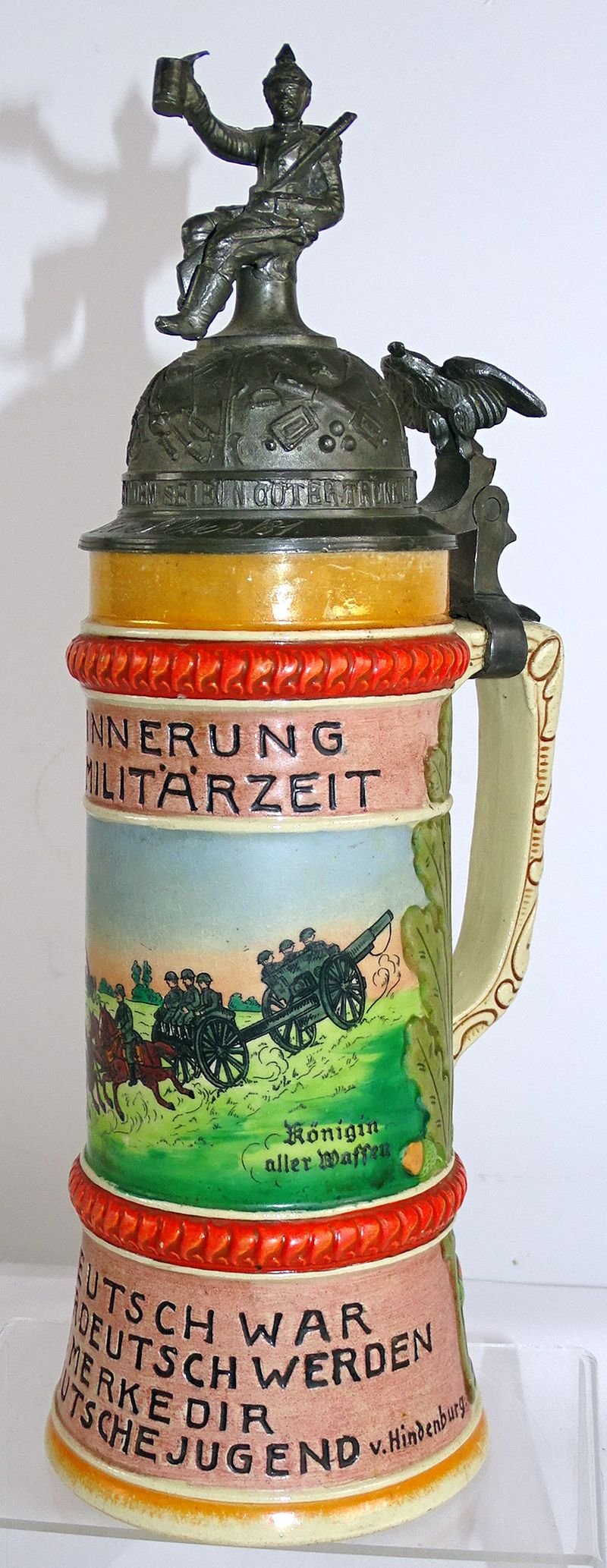 Named Imperial German Military Stein with Von Hindenburg Quote — image 2