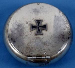 Imperial German Metal Container with Iron Cross Design Decoration