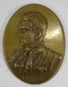 Adolf Hitler Oval Bronze Portrait Plaque 7 1/4 by 9 …