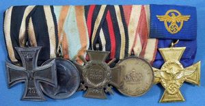 WWI Imperial / Third Reich 5 Place Police Medal Bar