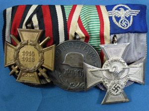 WWI Imperial / Third Reich 3 Place Police Medal Bar