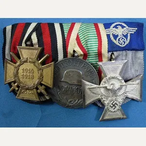 WWI Imperial / Third Reich 3 Place Police Medal Bar
