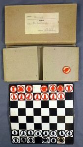 German Chess Set in Feldpost Mailing Box
