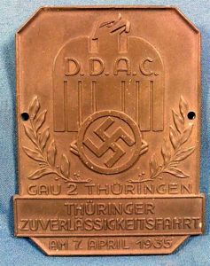 1935 DDAC Member Road Event Participation Plaque