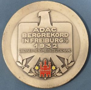 German ADAC Bergrekord In Freiburg 1/B 1932 Table Medal