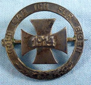 1914 Iron Cross Gold for Iron Donation Pin