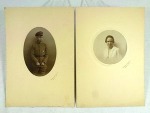 Large Portrait Photos of a German Officer and His Wife