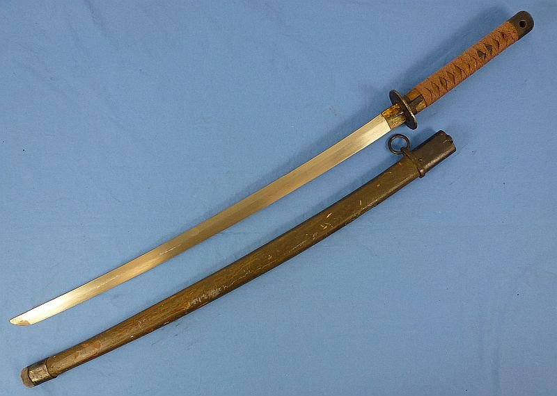 WWII Japanese Late War Type 95 NCO Sword with Wooden Scabbard — image 3