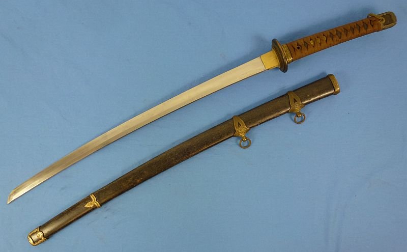 Signed WWII Japanese Imperial Navy Officer Type 97 Kai Gunto Sword — image 2