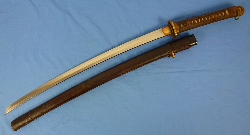 Signed 1942 Dated Japanese Army Officer Shin Gunto Sword in a Leather Combat Cover — image 3