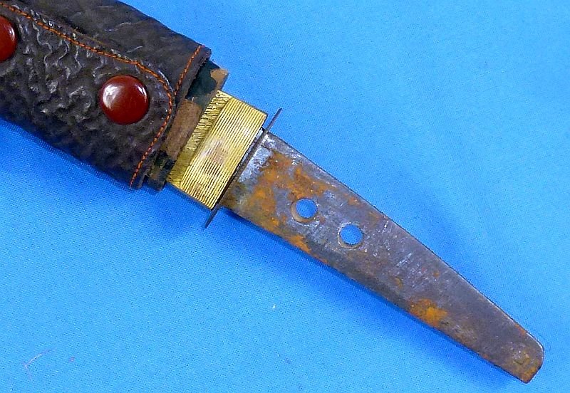 WWII Japanese Wakizashi In Leather Covered Scabbard For Use By Tank or Pilot Officer's — image 10