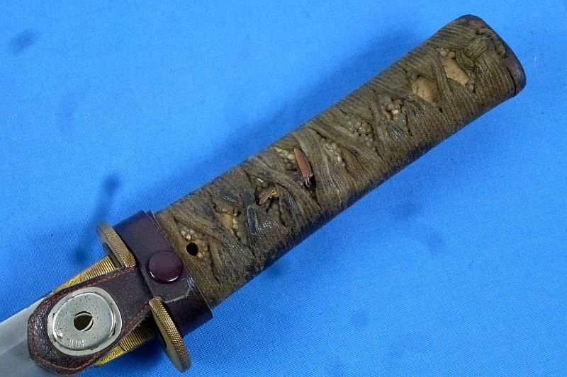 WWII Japanese Wakizashi In Leather Covered Scabbard For Use By Tank or Pilot Officer's — image 6