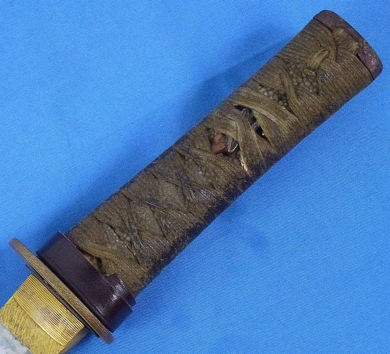 WWII Japanese Wakizashi In Leather Covered Scabbard For Use By Tank or Pilot Officer's — image 8
