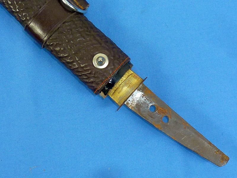 WWII Japanese Wakizashi In Leather Covered Scabbard For Use By Tank or Pilot Officer's — image 9