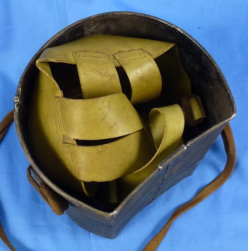 WWII Japanese Civil Defense Gas Mask in Metal Carrying Canister — image 10