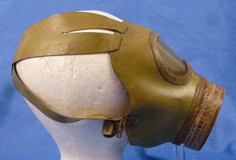 WWII Japanese Civil Defense Gas Mask in Metal Carrying Canister — image 5