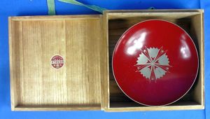 Large Boxed Japanese Lacquer Sake Cup – Onshi Saiseikai, Imperial …