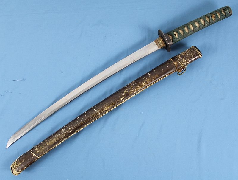 Japanese Civilian Katana in Leather Combat Scabbard Cover — image 2