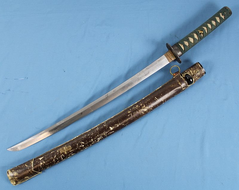 Japanese Civilian Katana in Leather Combat Scabbard Cover — image 3