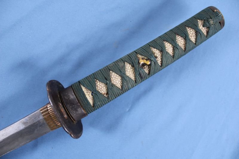 Japanese Civilian Katana in Leather Combat Scabbard Cover — image 7