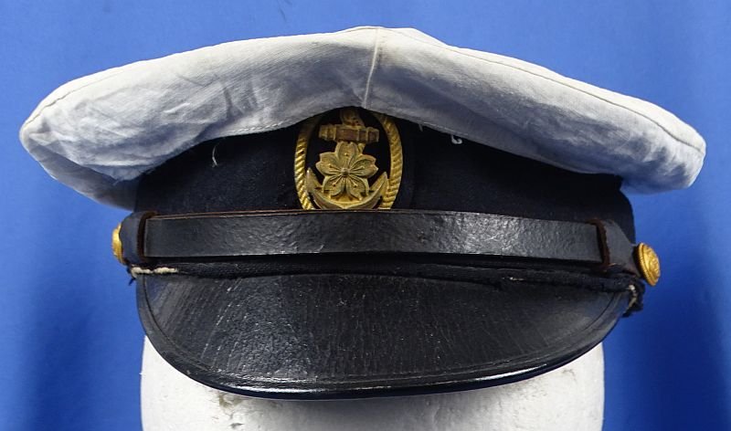 Japanese Navy Petty Officer's Visor Cap with White Cotton Cover — image 2